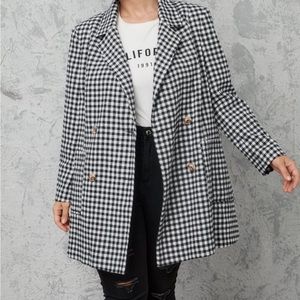 Black & White Gingham Blazer 3X